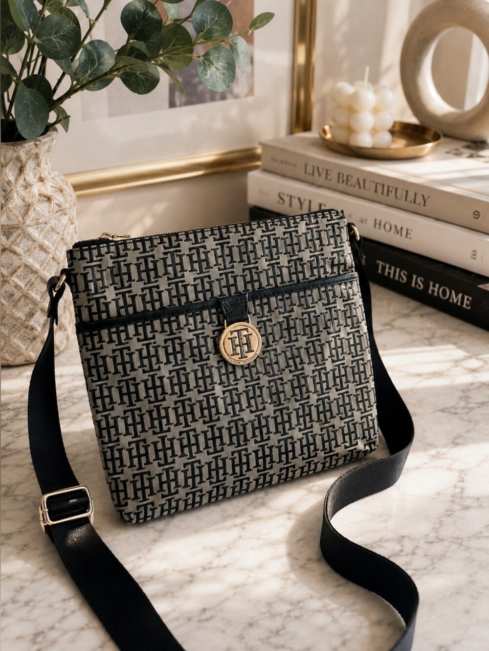 Tommy Hilfiger Monogram Crossbody Bag | GUC